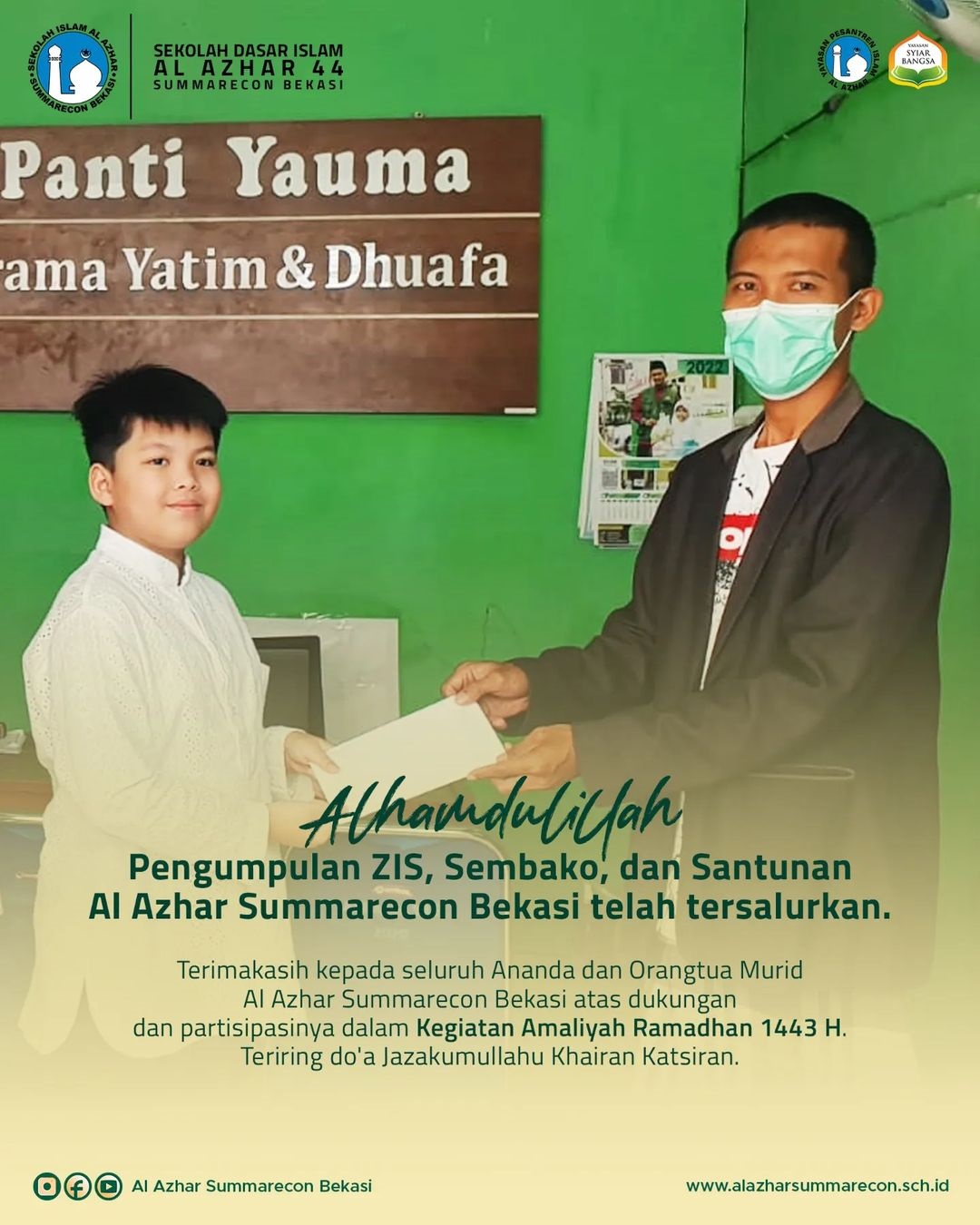 SDIA 44 memberikan Zakat Fitrah, Infaq Shodaqoh dan Bantuan Sosial pada Ramadhan 1443 H 